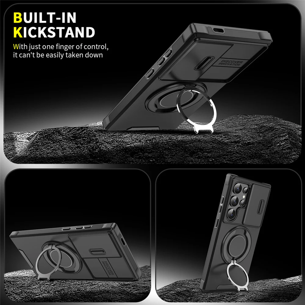 Armor Magnetic Ring Stand Phone Case with Enhanced Protection and Versatile Design