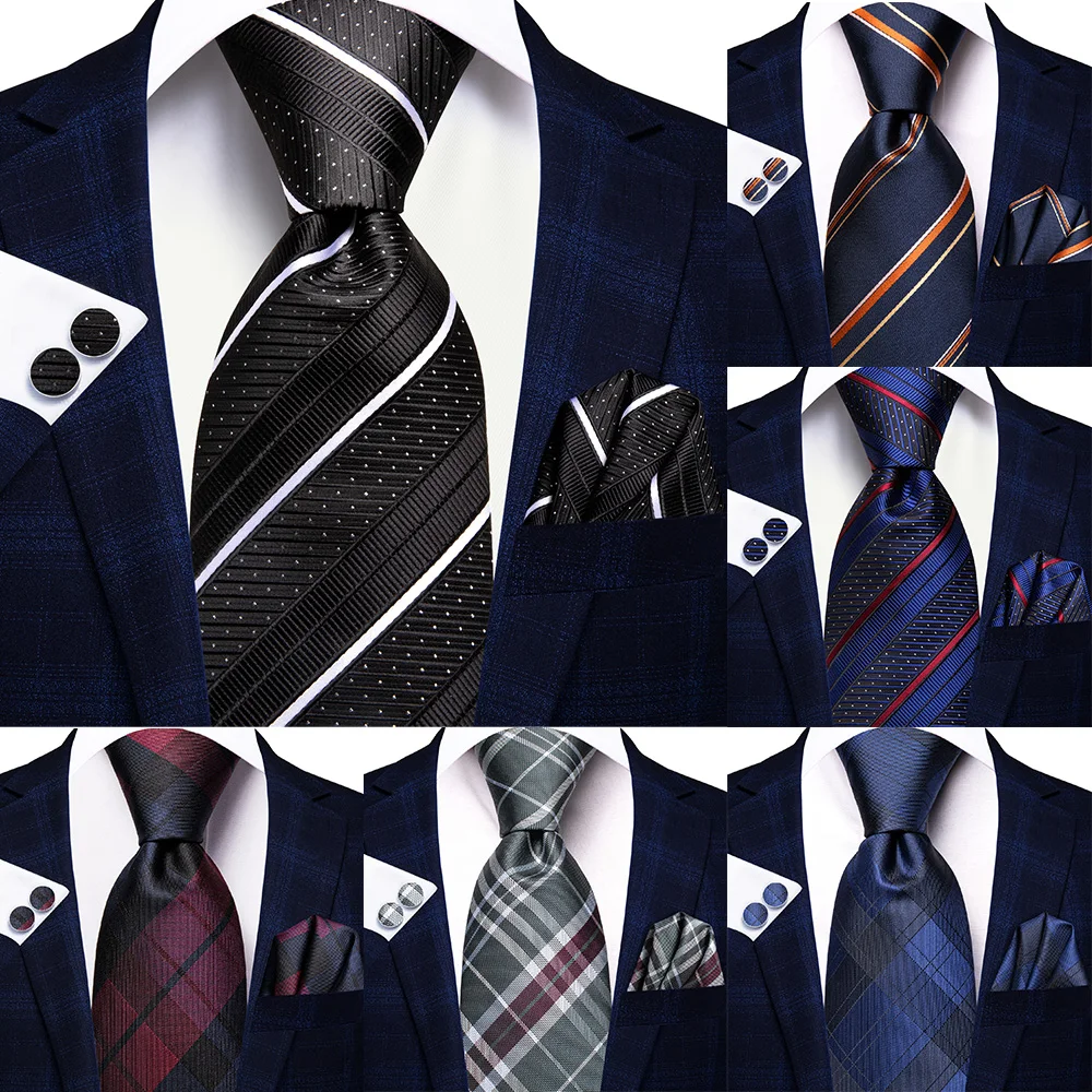 

2023 новый подарок галстук для мужчин черный белый полосатый модный бренд галстук для свадебной вечеринки ручная работа запонки оптовая продажа Hi-Tie дизайнер