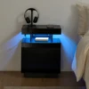 Nightstand with Led Lights Modern Night Stand Led Bedside Table for Bedroom Storage with Removable Shelf 1