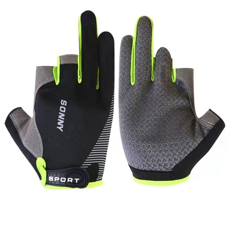 Men Women Summer Three Finger Letter Sport Fishing Sun Glove Sunscreen Non-Slip Quick-Drying Cycling Touch Screen Mitten N30
