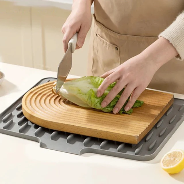 Silicone Drain Mat for Sink, Kitchen Fruit and Vegetable Dish Draining Drying Mat, Household Countertop Heat Insulation Mat 3