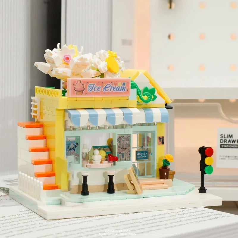 City View Mini Building Blocks Sets for Adults Food Cake Assembling Brick Flower Shop Model Kids Toys Home Decoration Girl Giift