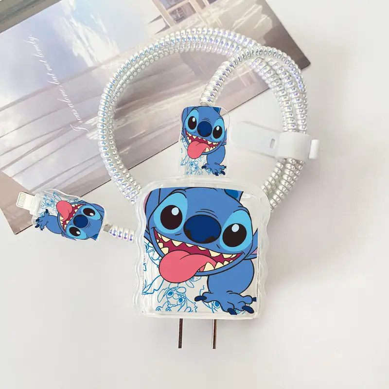 18W/20W Charger Protective Case Cartoon Stitch Cable Protector for iPhone 16 15 Charging Cable Data Charger Rope Cable Winder - Image 15