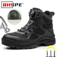 Rotary Buckle Work Boots Safety Steel Toe Shoes Men Breathable Safety Shoes Brand Indestructible Shoes Puncture-Proof work Shoes