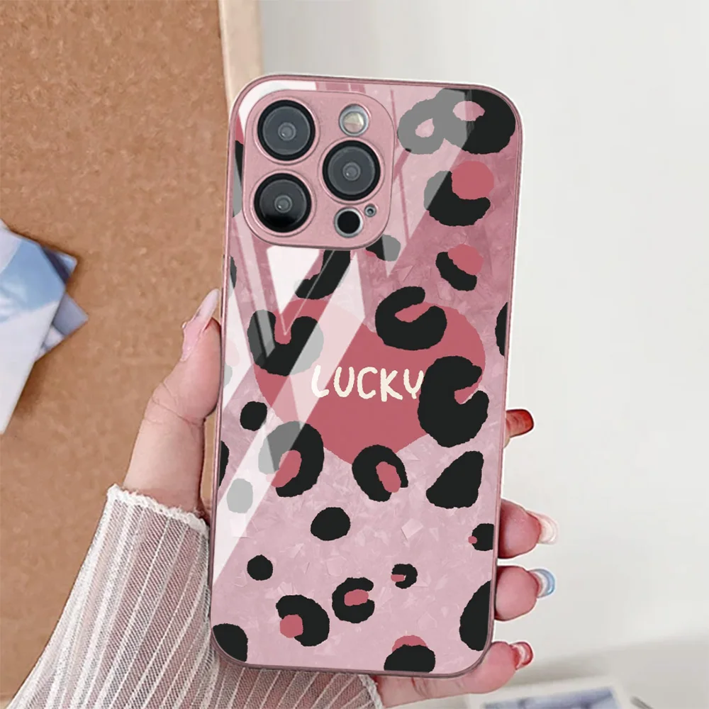 Leopard Print Tempered Glass Phone Case
