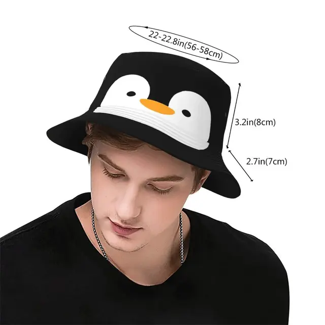 Thanksgiving Hats Street Cute Penguin Face Bucket Hats Unisex