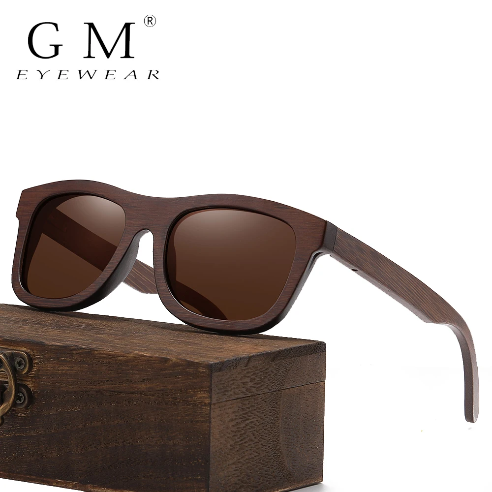 

GM Brand Bamboo Sunglasses Polarized handmade natural bamboo wood frame and custom LOGO degradable Eco-friendly Glasses H1726