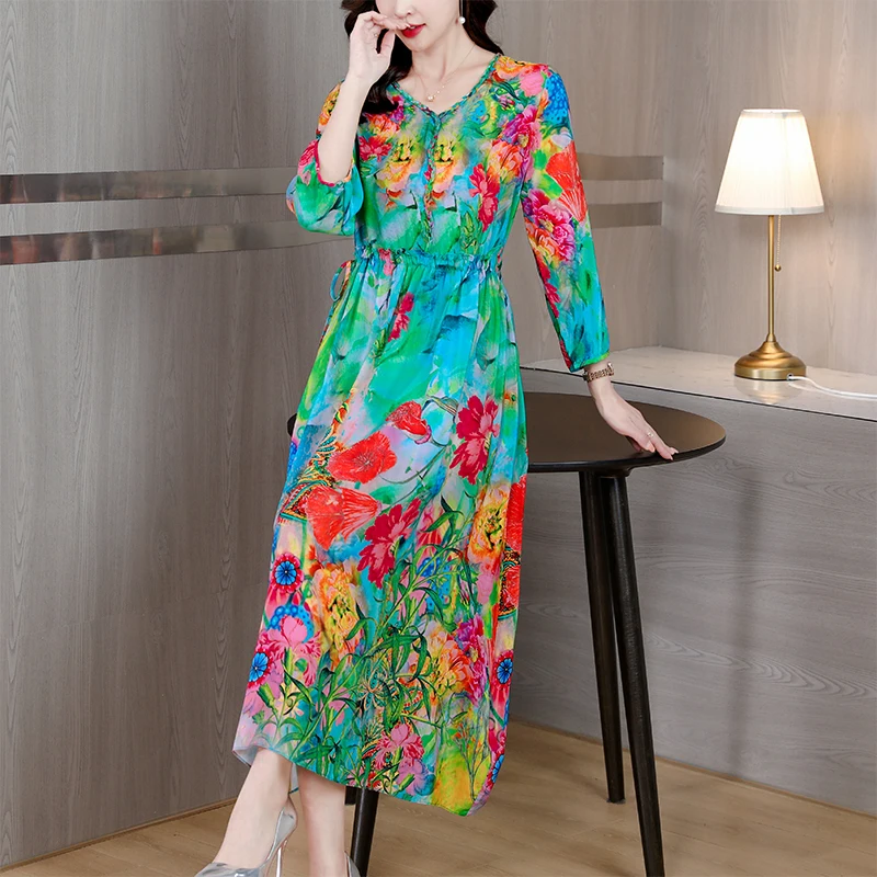 chinese dress ladies Boho Blossoms Floral Bell-Sleeve Midi Dress main image 0