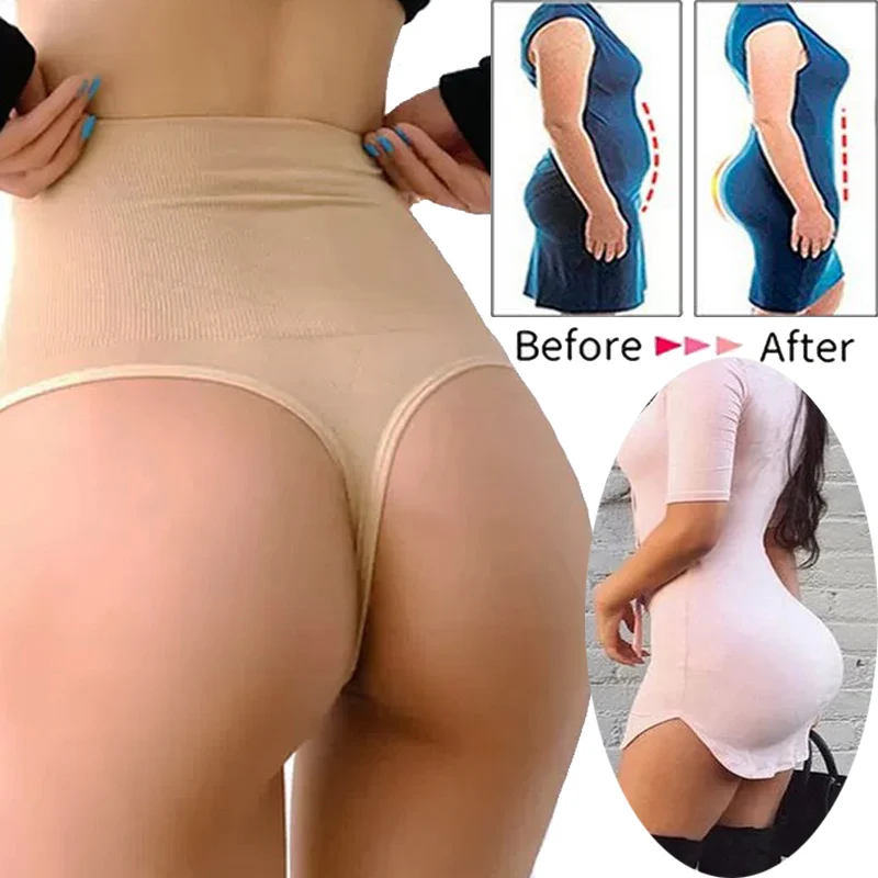 Tanga de controle de barriga para mulheres, cintura alta, shaper