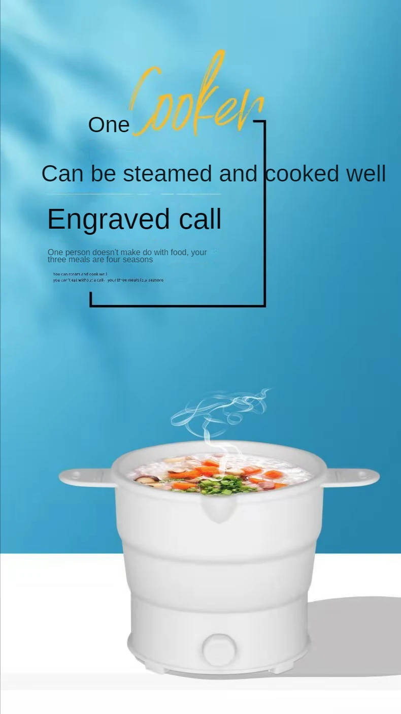 Description Picture 2 of itemFolding Silicone Electric Kettle Travel Water Heating Boiler Noodles Soup Pot Food Cooker Hotpot Cooking Skillet