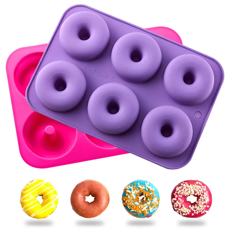 6 Cavity Mini Doughnut Mold Silicone for Baking Blue Bakecat Donut Mould