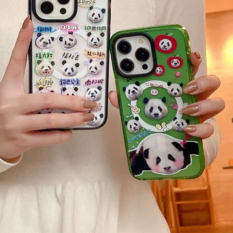 MagSafe Acrylic Panda Phone Case Cover for IPhone 11 12 13 14 15 Pro Max Case for IPhone 15 Pro Max