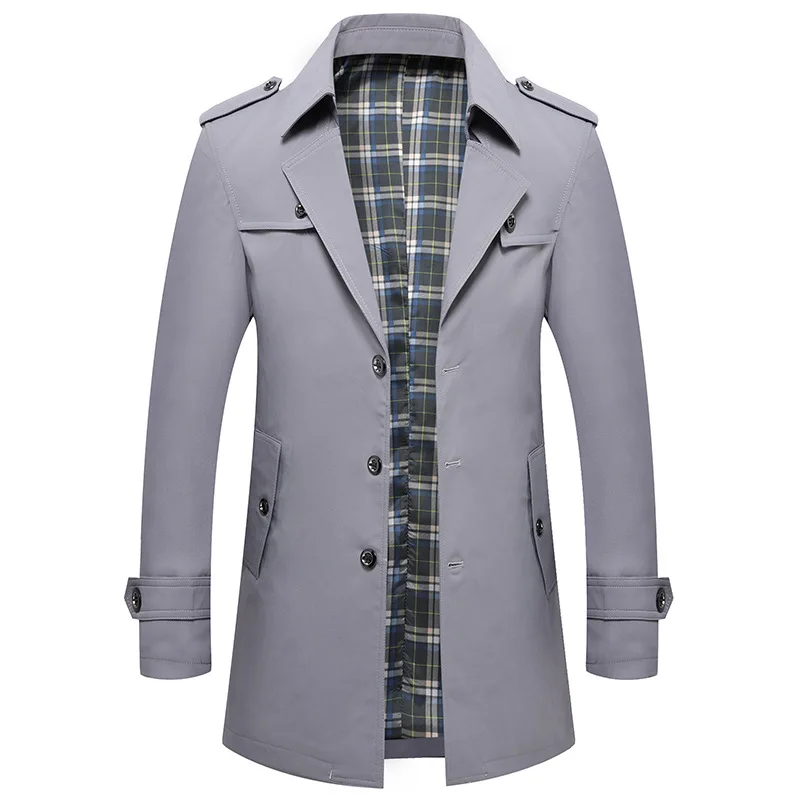 New Spring Autumn Men Business Casual Trench Coats Long Jackets Good Quality Male Tailored Collar Loose Trench Jackets Size 4XL