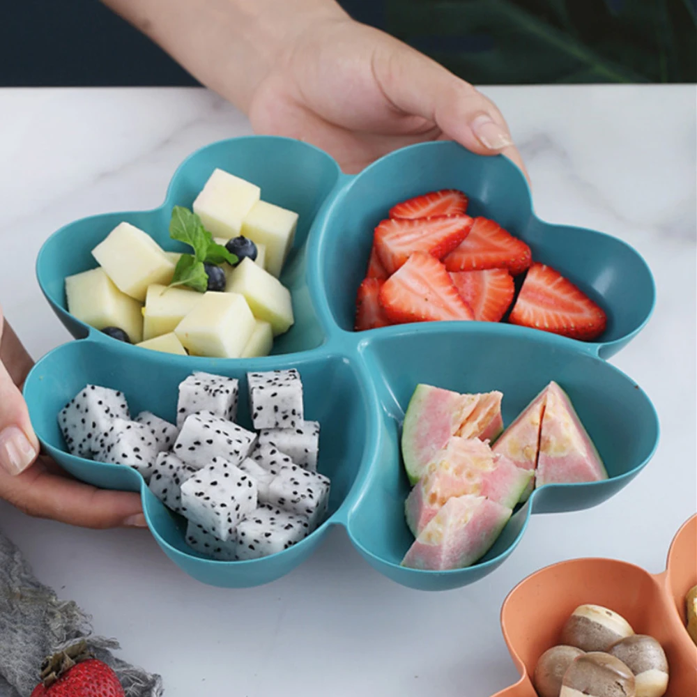 Snack Plate Feel Comfortable Beautiful Shape Wheat Straw Kitchen Bar Utensils Four-leaf Clover Plate Fruit