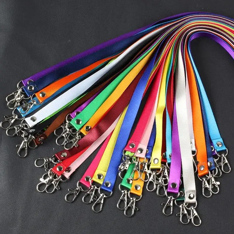 Durable Pure Color Safety Lanyard with Metal Ring