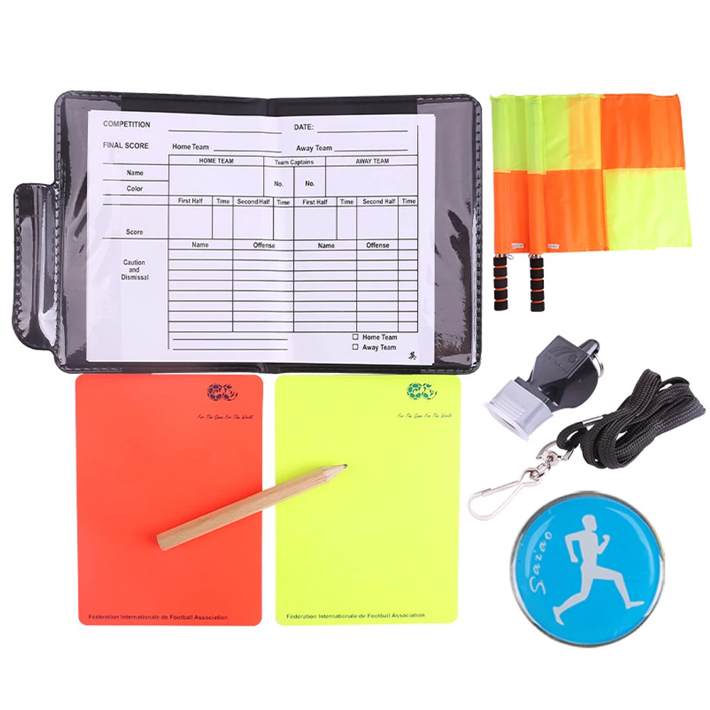 Referee Essentials Set: Whistle, Scorebook, Pencil, Red & Yellow Warning Cards