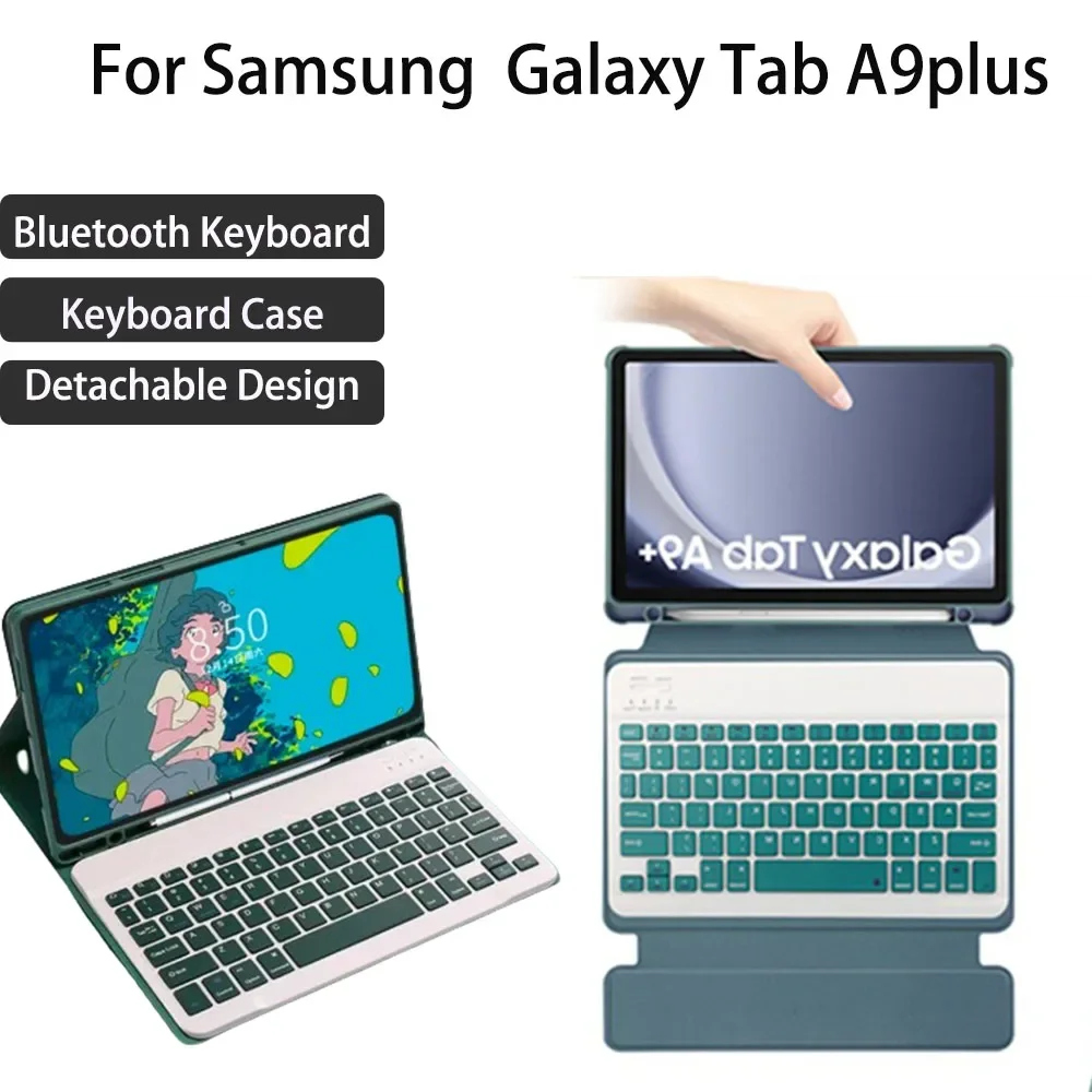 

Bluetooth keyboard leather case For Samsung Galaxy Tab A9 Plus11 inch Wireless lightweight Keyboard Mouse Stand Magnetic Funda