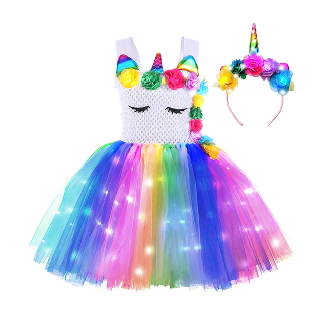 Vestidos de unicornio para niñas, tutú de princesa brillante, fiesta  brillante, disfraz de Cosplay de baile de fantasía para niños de 1 a 10 años  - AliExpress
