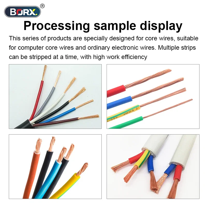 BORX 공압 자동 와이어 스트리핑 기계, 케이블 트위스트 필링 기계, 3-25mm 스트리핑 길이 220V, 110V, 3F, 3FN, 4F, 4FN