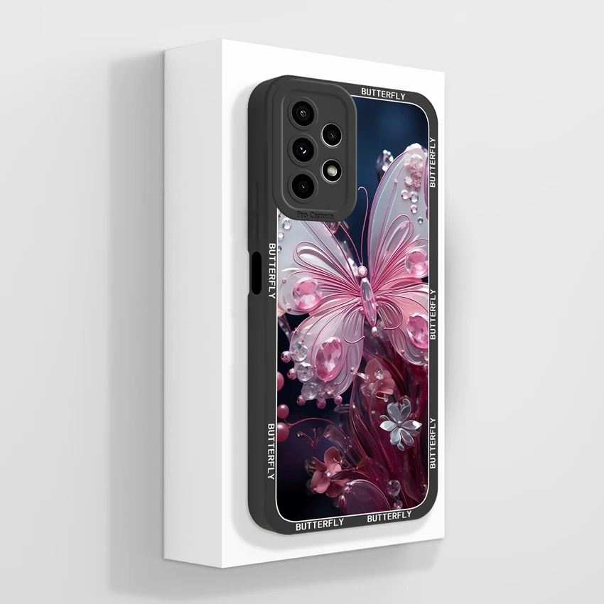 Beautiful Plant Flower Design Liquid Silicone Shockproof Cellphone Case w/ Screen Protector