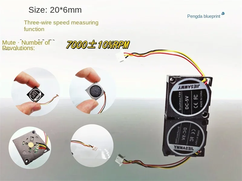 JIESAMMY Turbo 2006 Blower 5V 0.03A Silent Speed Test 2CM Micro Notebook Cooling Fan20*20**6MM