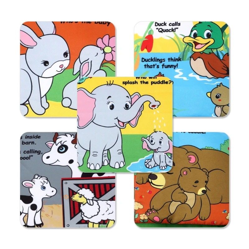 

1PC Baby Montessori Cloth Books Cartoon Animals Learning Toys Kids Early Education Supplies First Books for Toddlers Gifts