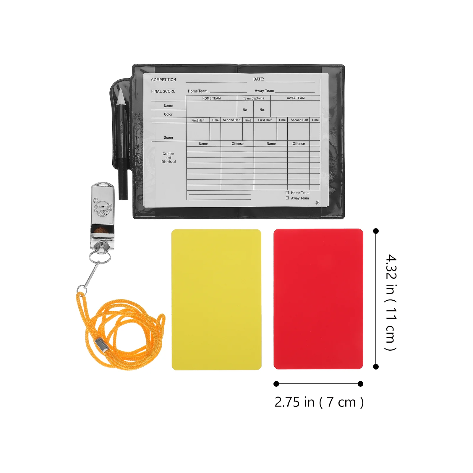 

Inoomp Metal Wallet Cards Referee Kit Red Yellow Whistle Score Pads Pencils Football Soccer Sweat Suit