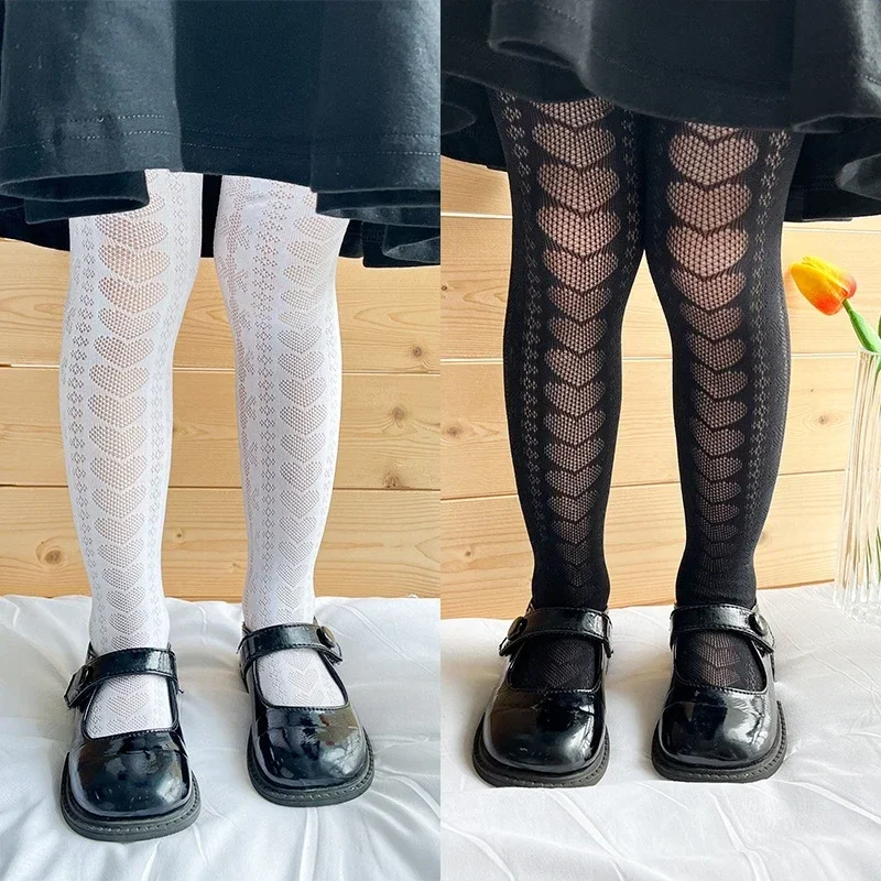 Thin Breathable Baby Girl Tights Kids Dance Stocking Sock Children School Uniform Tights Princess Simplicity Heart Pantyhose kids pantyhose ballet tights