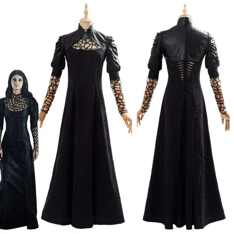 

Женский костюм для косплея Yennefer, черная Длинная накидка, карнавальные костюмы на Хэллоуин, одежда для взрослых