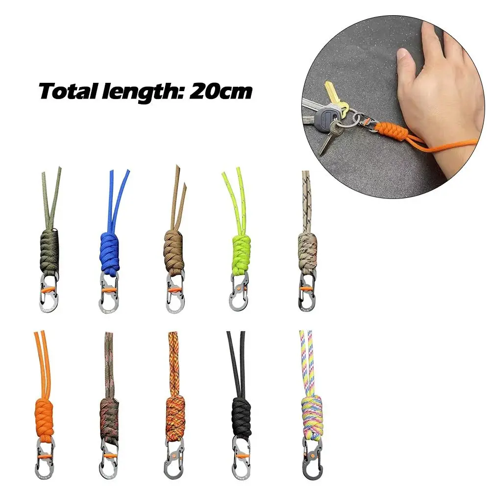 Climbing Rope Handmade Snake Knot Paracord Keychain Outdoor Rock Climbing Camping Rescue Emergency Survival Rope Metal Key Chains Gifts