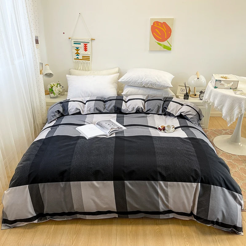 

Feather Comforter With Stripes Or Plaid Pattern And R​eal White Duck Down Filler Thicken Quilt Warm Duvet For Winter