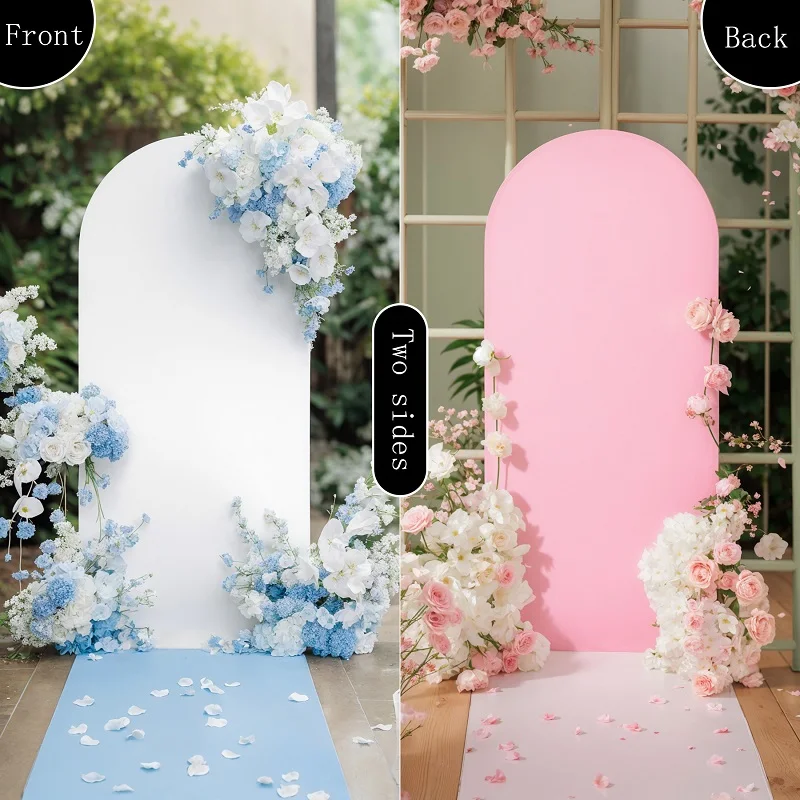 1PCS White Pink color Two sides available Wedding Arch Stands Cover,Size 6FT 6.6FT 7.2FT,Party background cloth,Wedding props