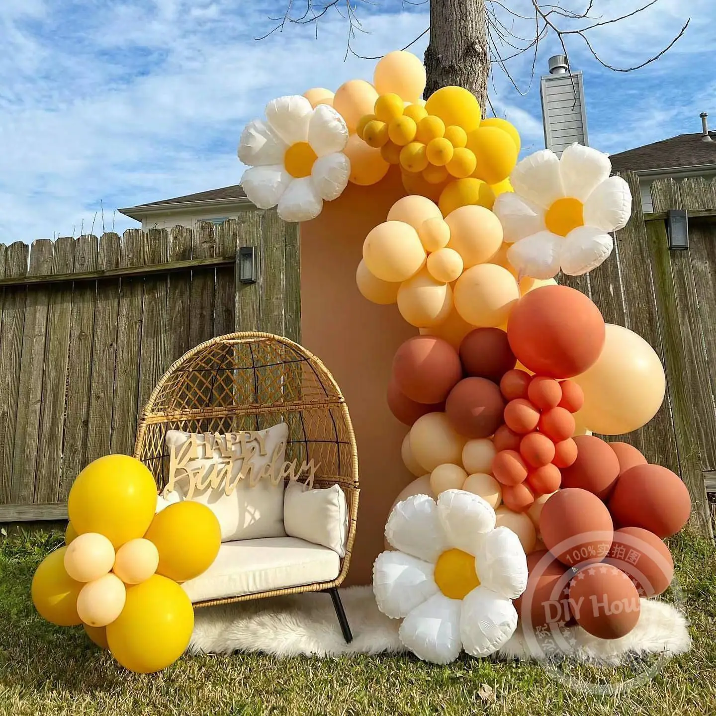 88pcs Daisy Flower Balloon Set With 12inch Vintage Balloon For Daisy Wedding Birthday Party