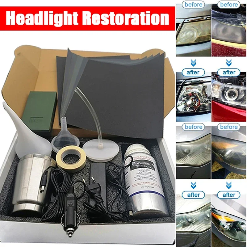 

600ml 200ml 100ml Car Headlight Restoration Kit Headlamp Lens Refurbishing Scratch Oxidation Yellow Remover Polishing Tool