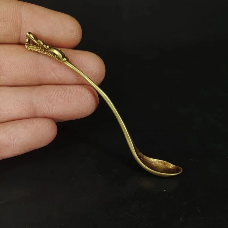 

Vintage Distressed Brass Long Handle Small Copper Spoon Chopsticks Small Spoon Spoon Caddy Spoon Crafts