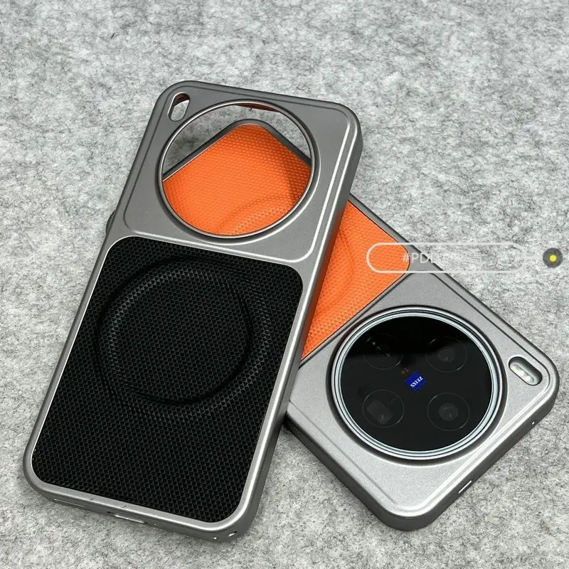 Magnetic Grid PU Leather Pattern Electroplated Hard Back Case