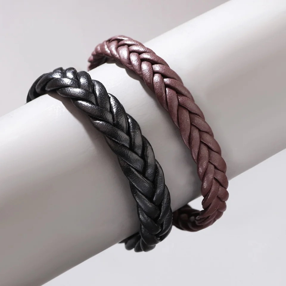 新着ファッショントレンディな手作りブラックブラウン織り Pu