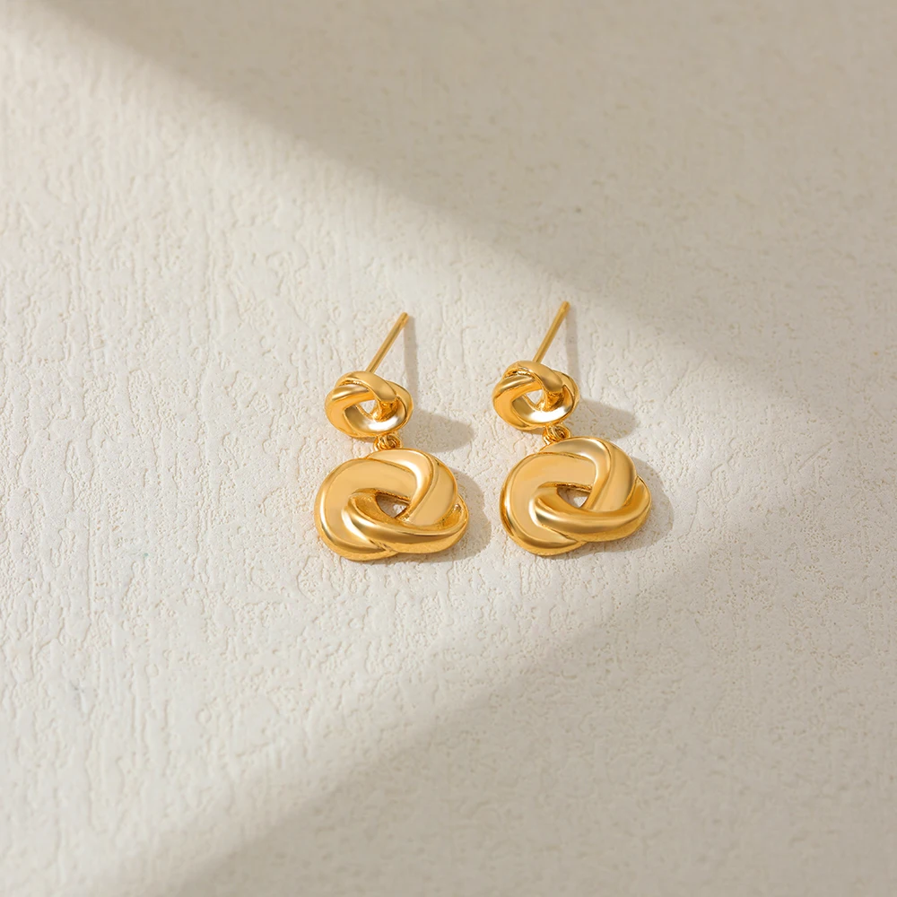 Classics Irregular Double Knot Earrings for Women Hypoallergenic Statement No Tarnish Stud Earring Creative Jewelry Wholesale