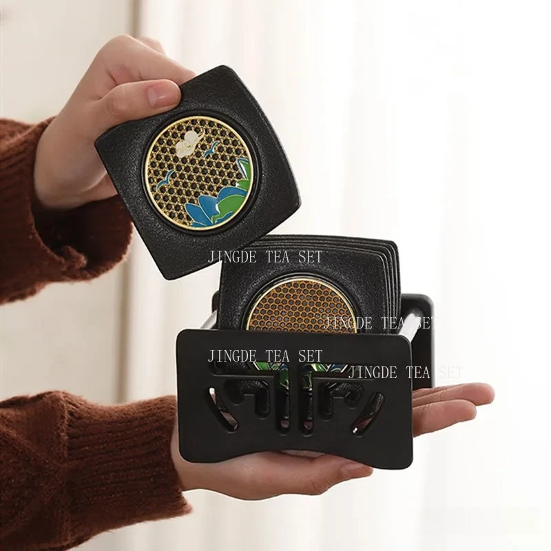 1pcs Chinese Traditional Tea Tray Insulation Cup Coaster Square Plastic Teacup Mat Household Teapot Tray Teaware Accessories