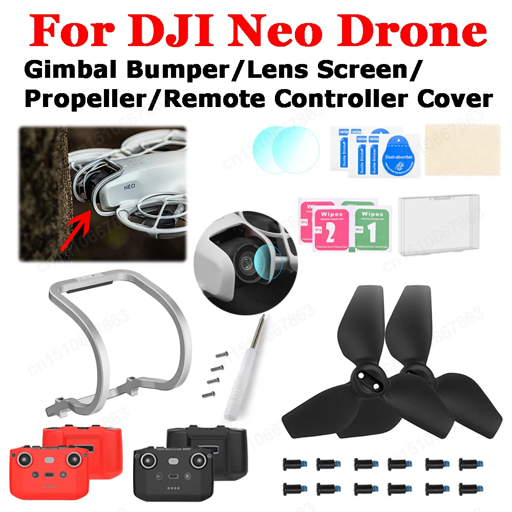 Gimbal Bumper/ Camera Lens Screen Protector/ 2Pairs 2016S Propeller/ Remote Controller Silicone Case For DJI Neo Drone Accessory