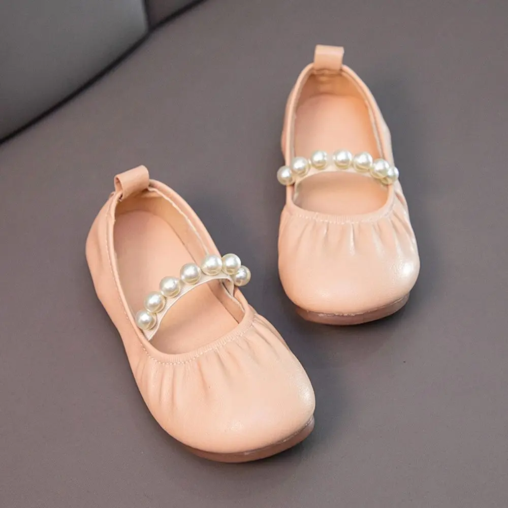 Fashion Sweet Children Leather Shoes Soft Soled Pearl Mary Jane Shoe Lightweight Slip-on Style Girls Princess Shoes Autumn