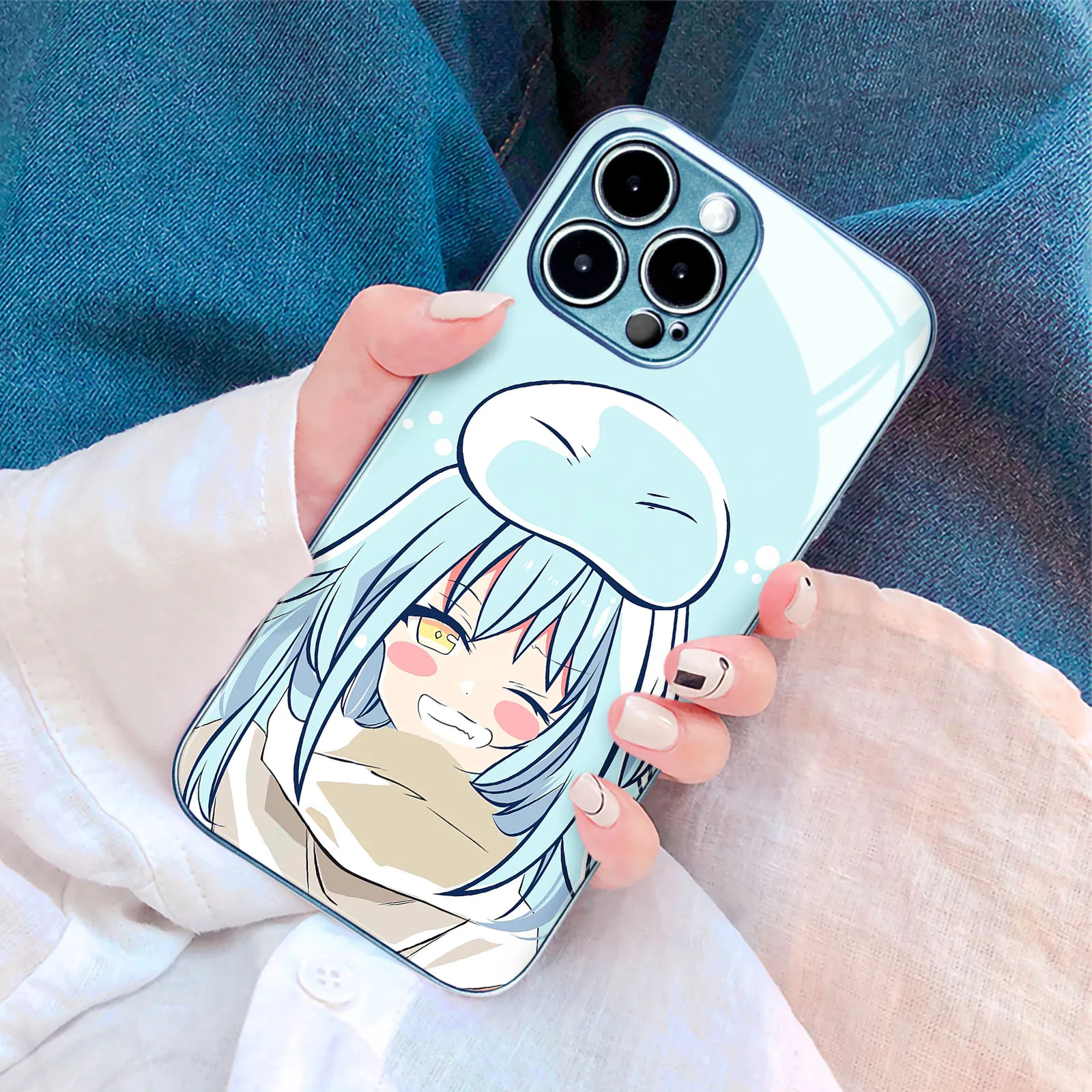 Rimuru Tempest Anime Colors Manga Tpu Custodia In Vetro Temperato Blu Per Iphone 15 14 11 Pro Max 7 8 15 Plus 12 13 Mini Xr Xs