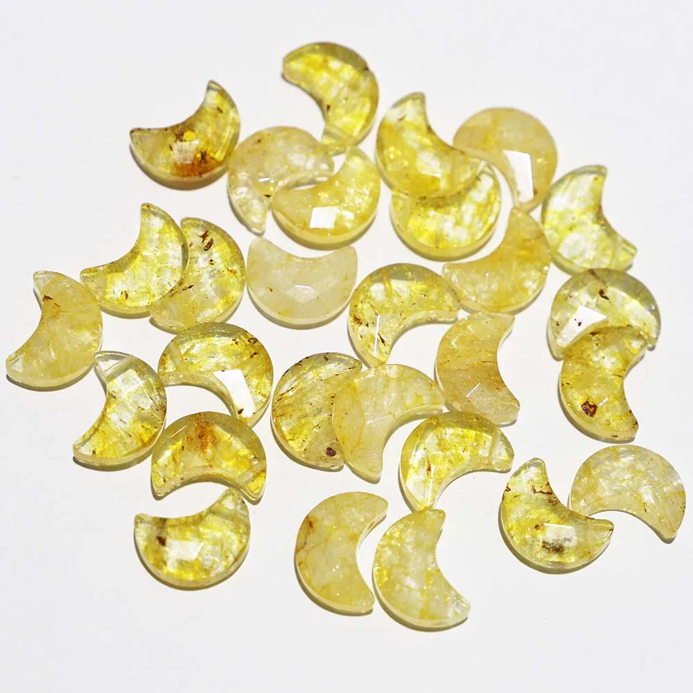 Natural Stone Crescent Moon Shaped Hole Necklaces Pendants Multicolor Fashion Charms Jewelry Earrings Accessories Wholesale 8Pcs