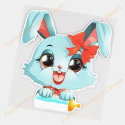 Fuzhen – décalcomanies de voiture, accessoires extérieurs, mignon lapin arrière pare brise, autocollants de décoration, dessin animé créatif, Boutique 