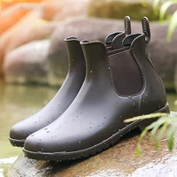 Crestar Women Fashion Chelsea Rain Boots Basic Shiny Ankle Boots Waterproof Shoes with Elastic Band Non-slip Comfortable Boots - Image 2