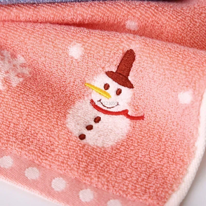 1Pcs Christmas Hand Face Towel Cotton Snowman Washing Cloth  Kitchen Tea Towel Home Towels Bathroom New Year Gift 25x50cm