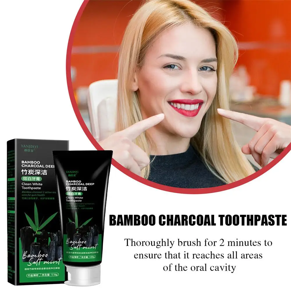 100g Bamboo Charcoal Black Toothpaste Deep Clean Mint Whitening Bad Stains Beauty Teeth Breath Care Maquiagem Flavor Health S7H6 teeth whitening product,teeth health product