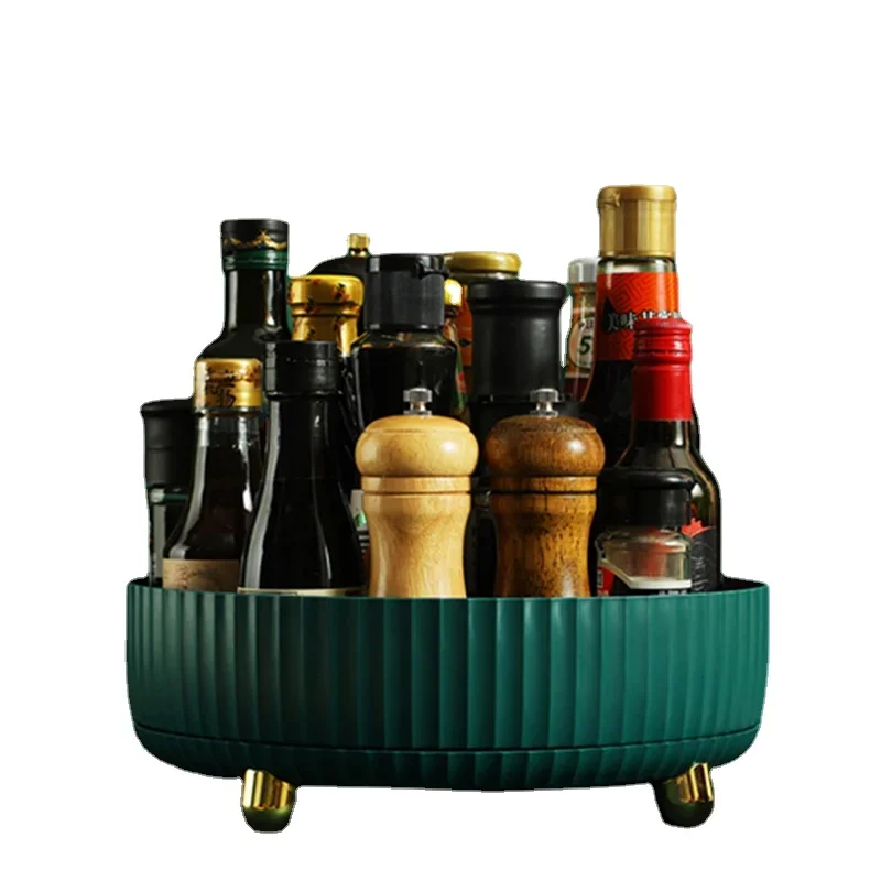 Cosmetics storage box rotating table top skin care storage basket finishing box household light luxury tray storage box storage tray rotating storage organizer