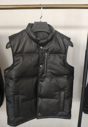 

100% Winter Casual Mens Vest Genuine Leather Down Jacket Men Spring Autumn Sleeveless Coat Vests Real Cow Leather Jackets
