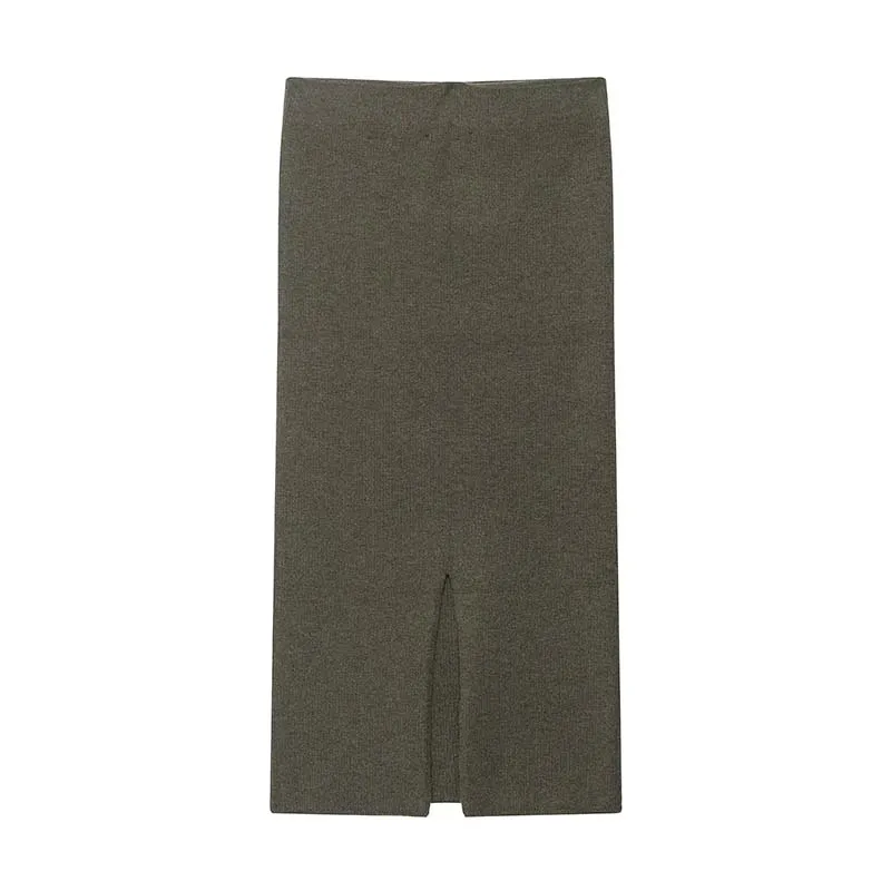 Women Ribing Midi Skirts Two Piece Sets 2025 New Chic Fashion Knitted Cardigan Coat Women's Suits Autumn Woman Outfits